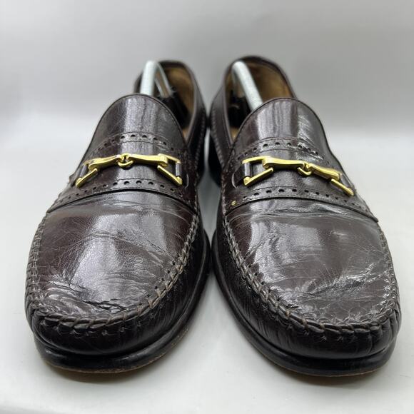 David Eden Horsebit Loafers Men Size 11.5 Brown Leather Comfort Slip On Shoes - Picture 2 of 9
